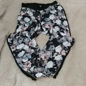 Floral silky joggers